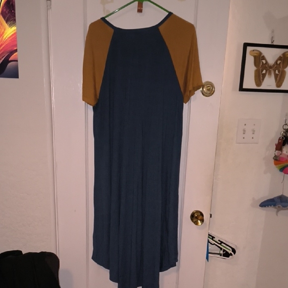 LuLaRoe | Navy and Mustard Maxi Dress - Picture 4 of 4